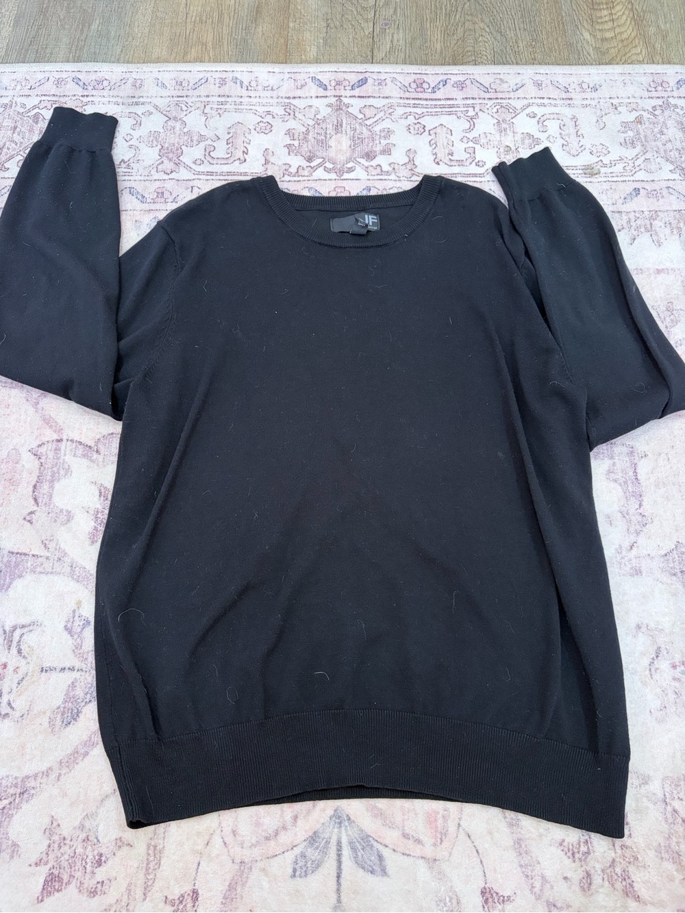 jf j.ferrar Men’s Black Crewneck Pullover Sweater